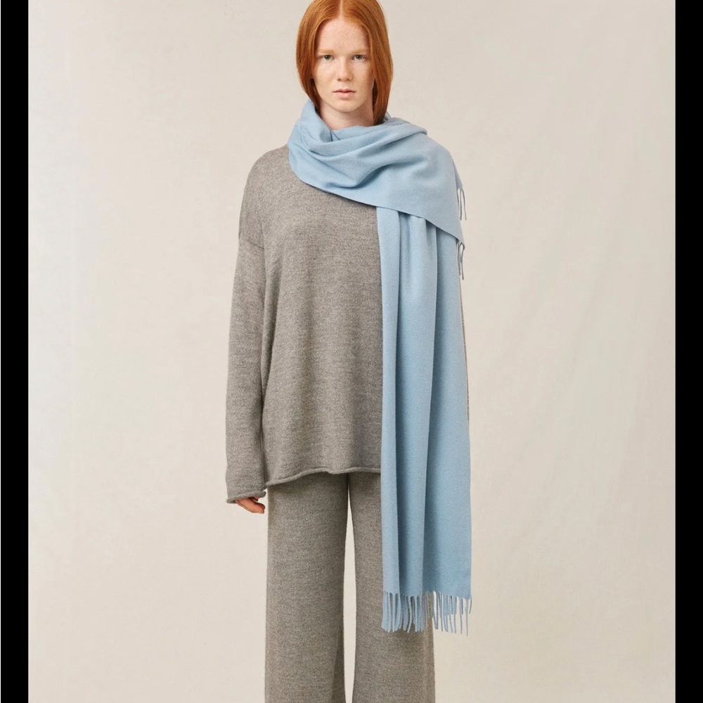 Mansur Gavriel Light Blue Cashmere Scarf EUC